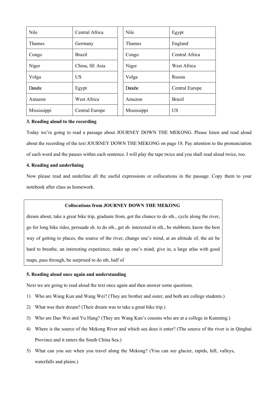 高中英语人教版必修1教案： Unit 3 Travel Journal Reading 教案2 Word版_第4页