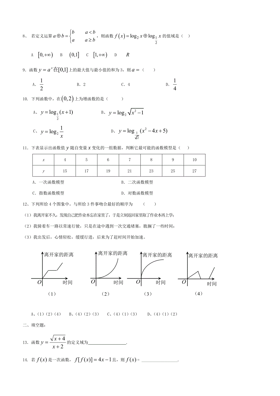 高一数学必修一测试题及答案_第2页