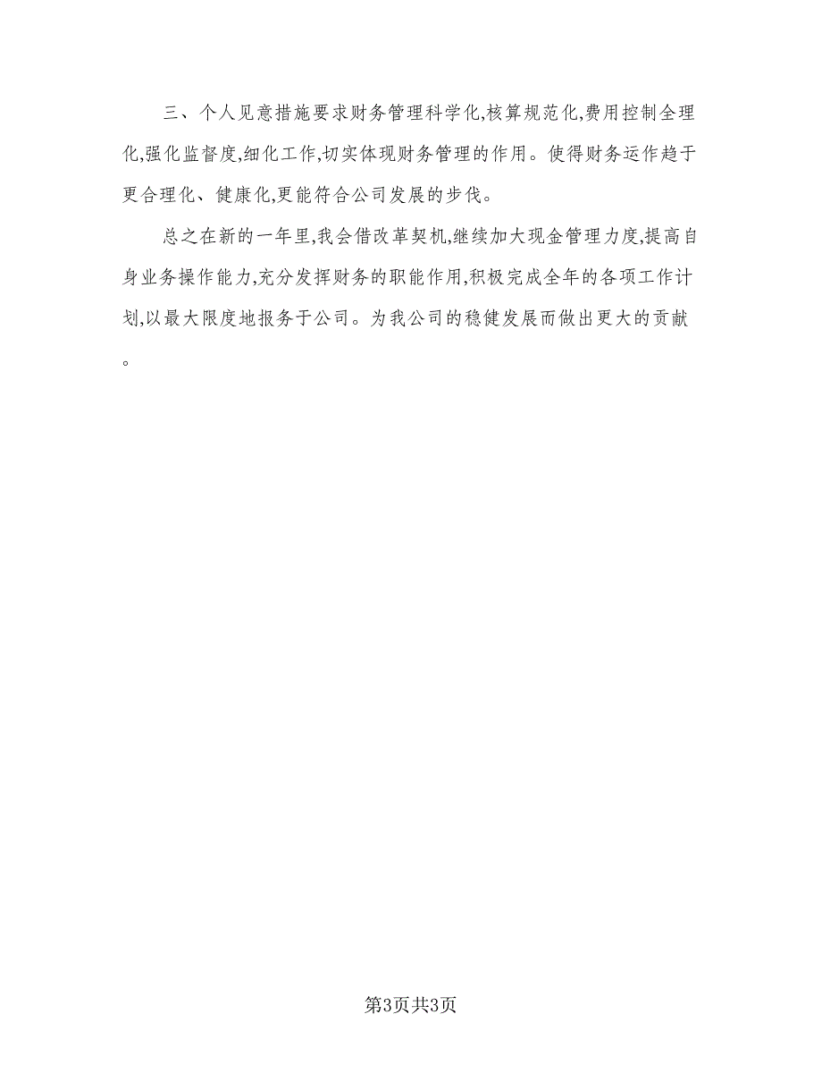 2023年财务出纳人员个人工作计划范文（二篇）_第3页