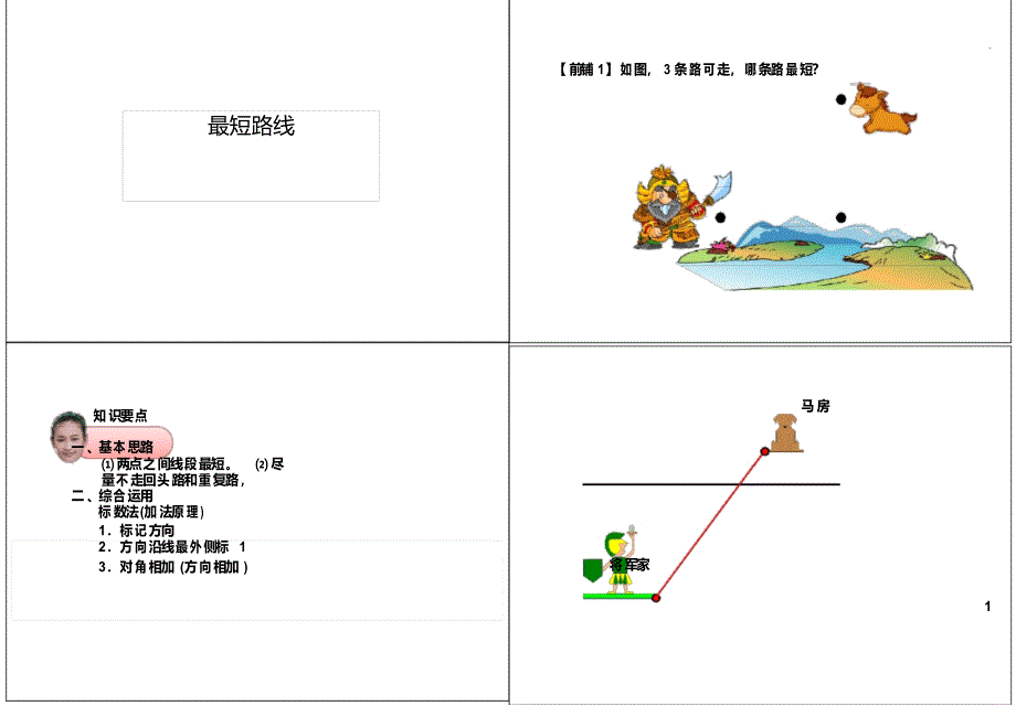 三年级下册数学试题-思维训练最短路线(练习)全国通用_第1页