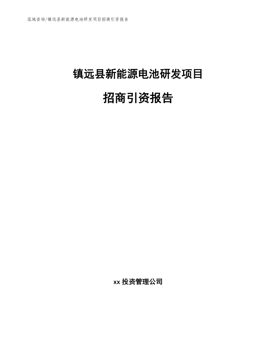 镇远县新能源电池研发项目招商引资报告模板参考_第1页