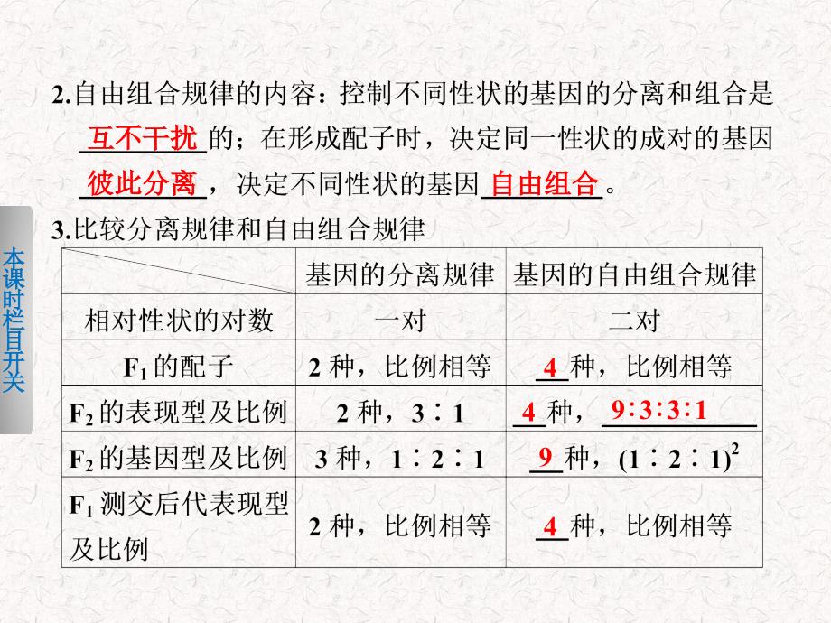 高中生物4.2.2基因的自由组合规律课件北师大版必修2_第3页