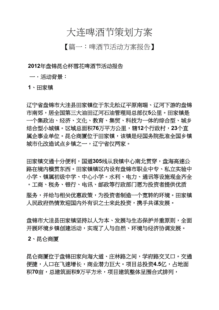 大连作文之大连啤酒节策划方案_第1页