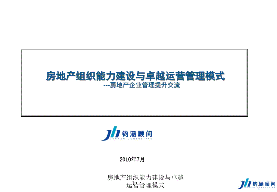 房地产组织能力建设与卓越运营管理模式课件_第1页