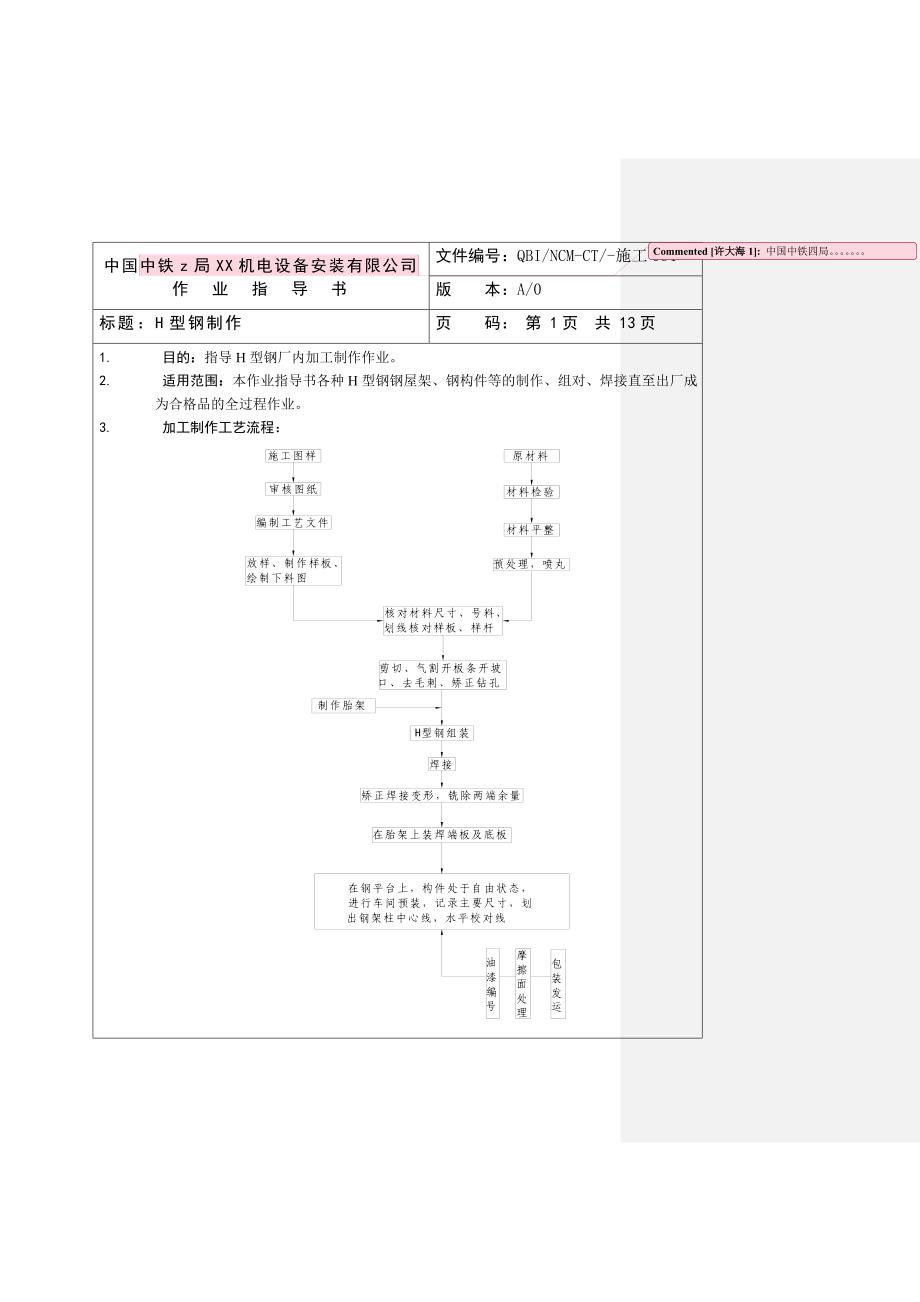 H型钢制作作业指导书_第4页