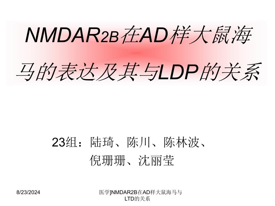 医学NMDAR2B在AD样大鼠海马与LTD的关系课件_第1页