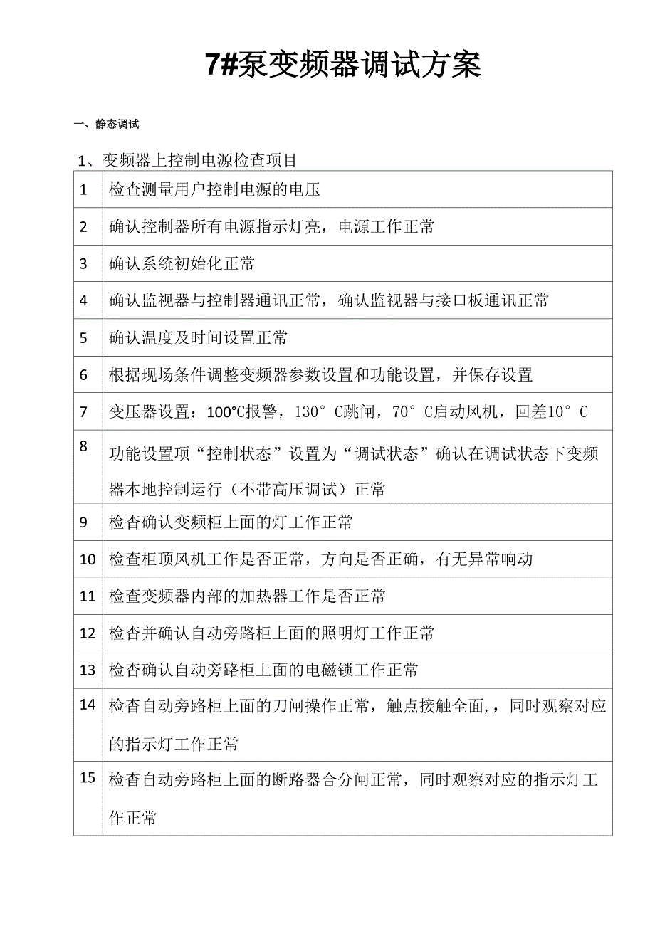 高压变频器调试方案_第1页