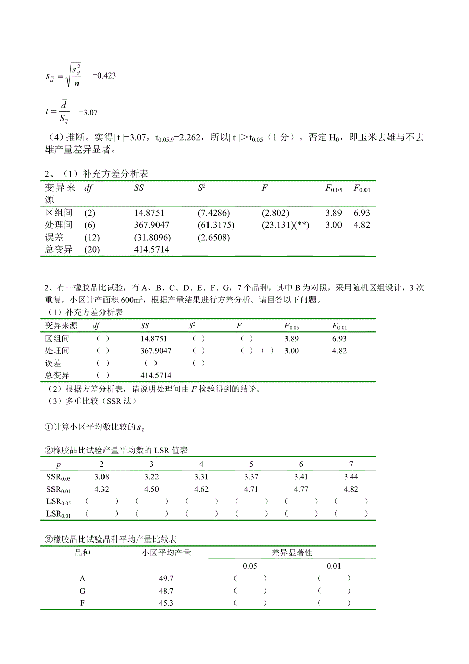 (整理完)田间试验与统计网上作业题_第4页