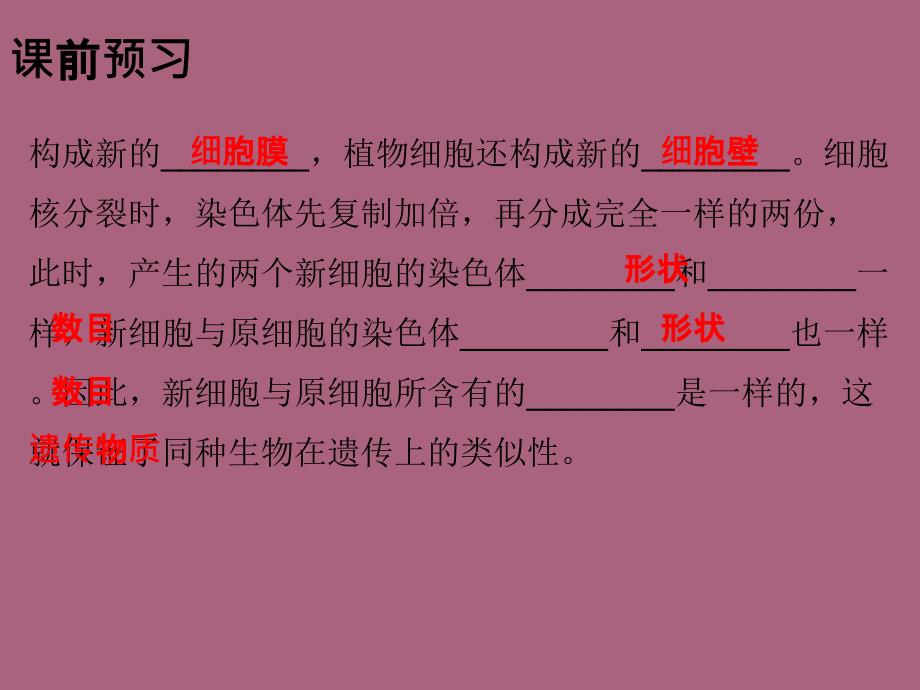 人教版七年级生物上册2.2.1细胞通过分裂产生新细胞ppt课件_第4页