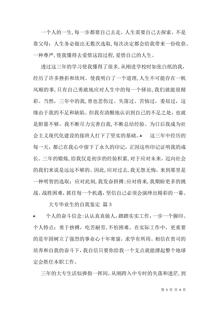 大专毕业生的自我鉴定3篇二_第3页