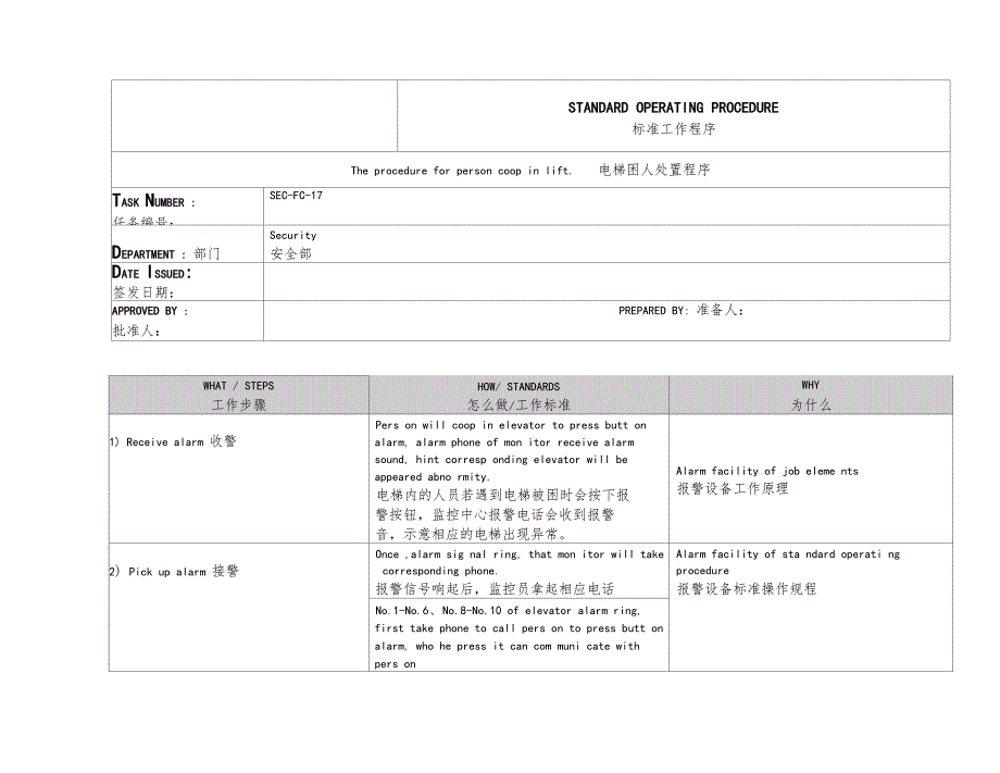 酒店电梯困人处置程序_第1页