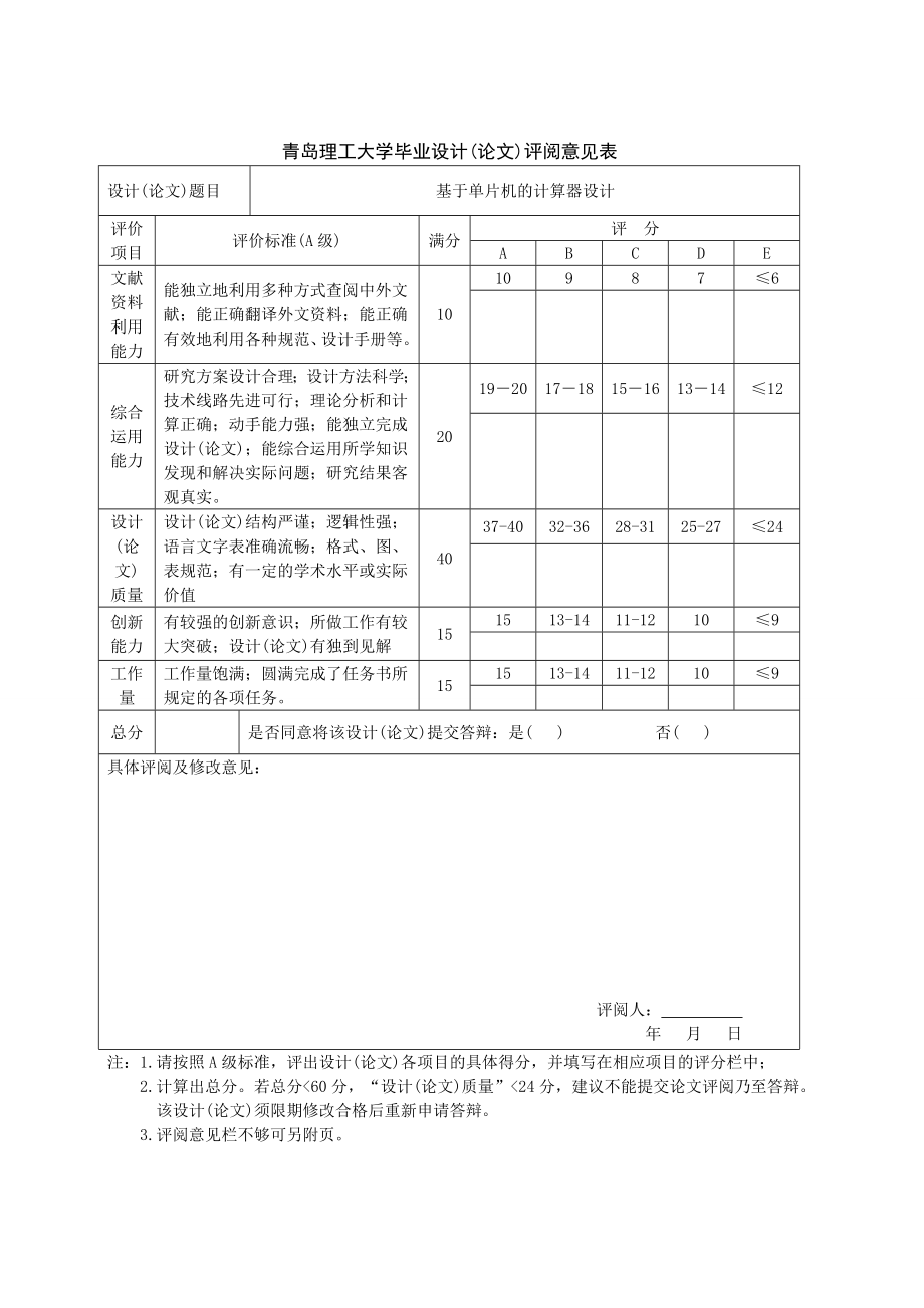 基于单片机的计算器设计计算器毕业论文_第4页