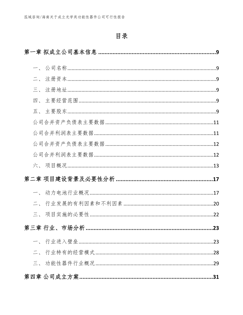 海南关于成立光学类功能性器件公司可行性报告_第2页