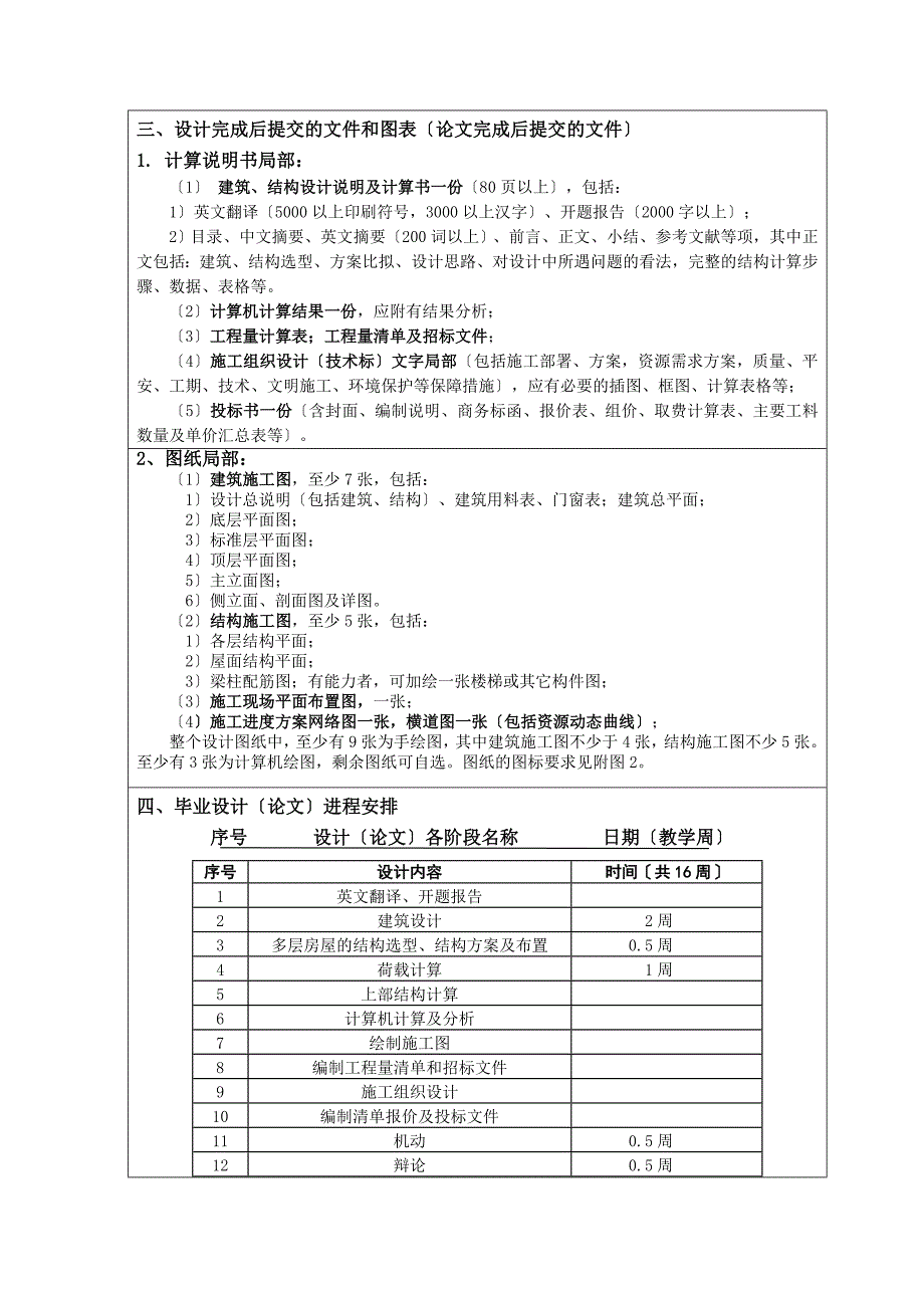 毕业设计任务书(交大二附中综合教学楼设计与招投标文件编制)_第4页