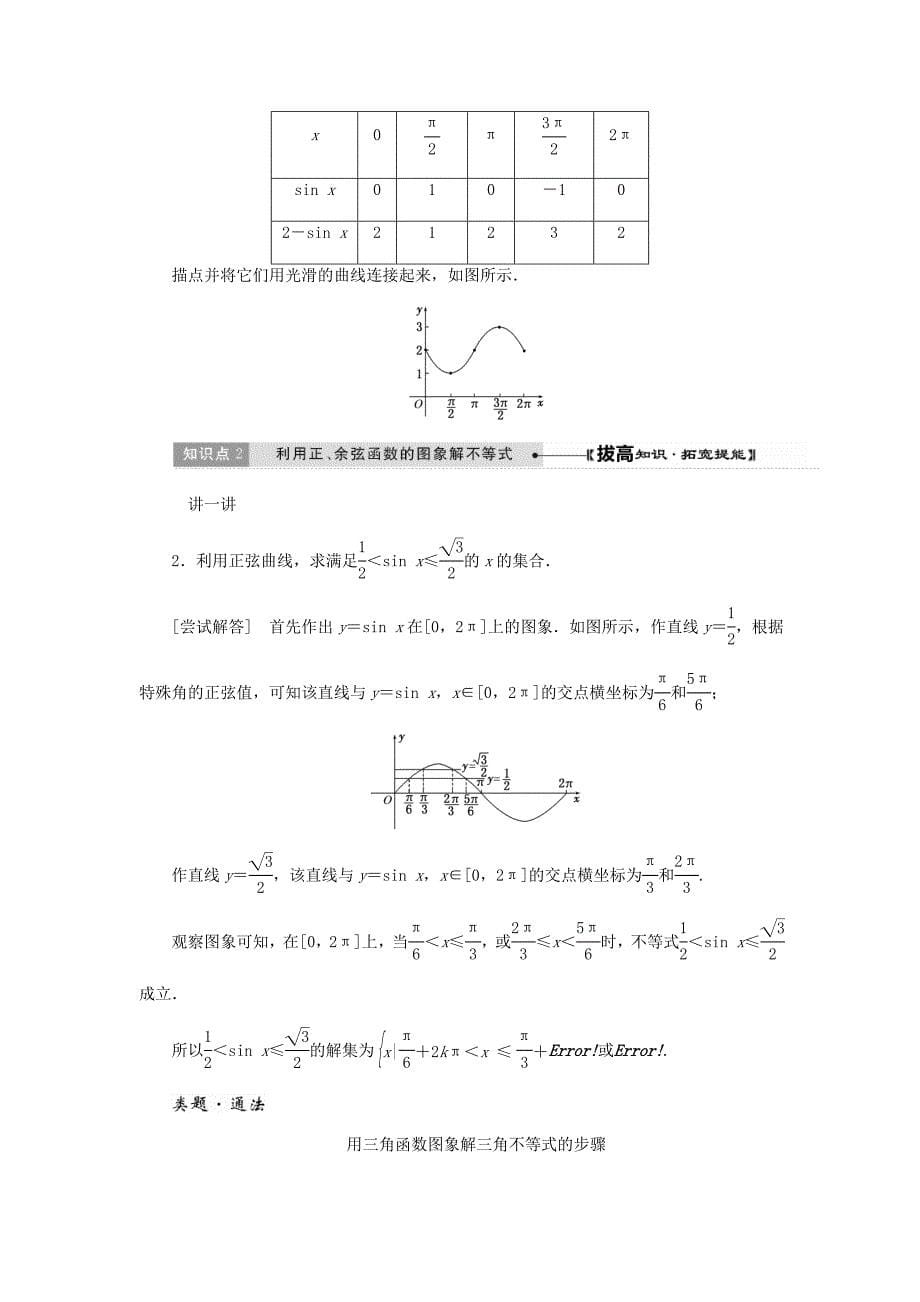 高中数学三角函数1.4三角函数的图象与性质教学案新人教A版.docx_第5页