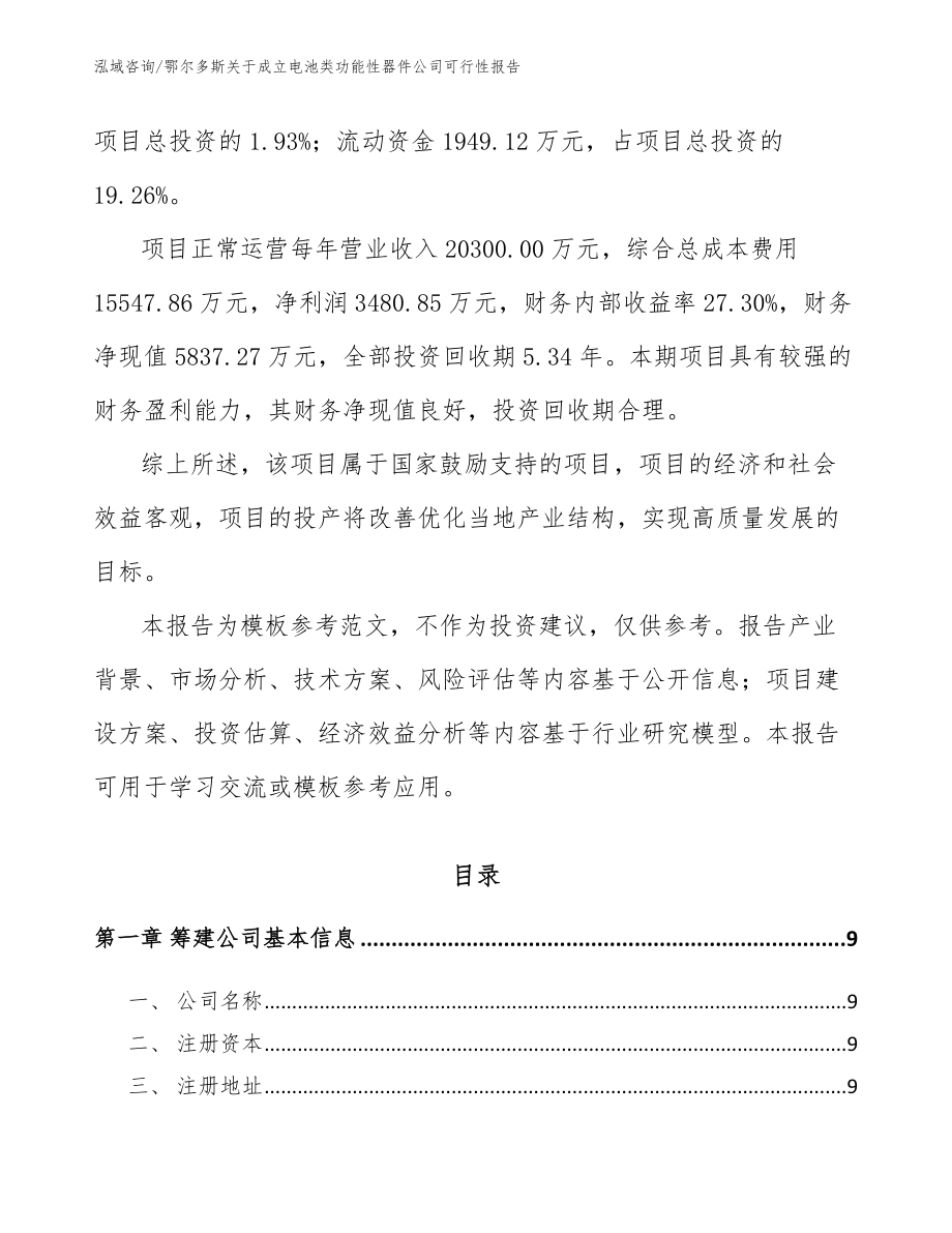 鄂尔多斯关于成立电池类功能性器件公司可行性报告_第3页