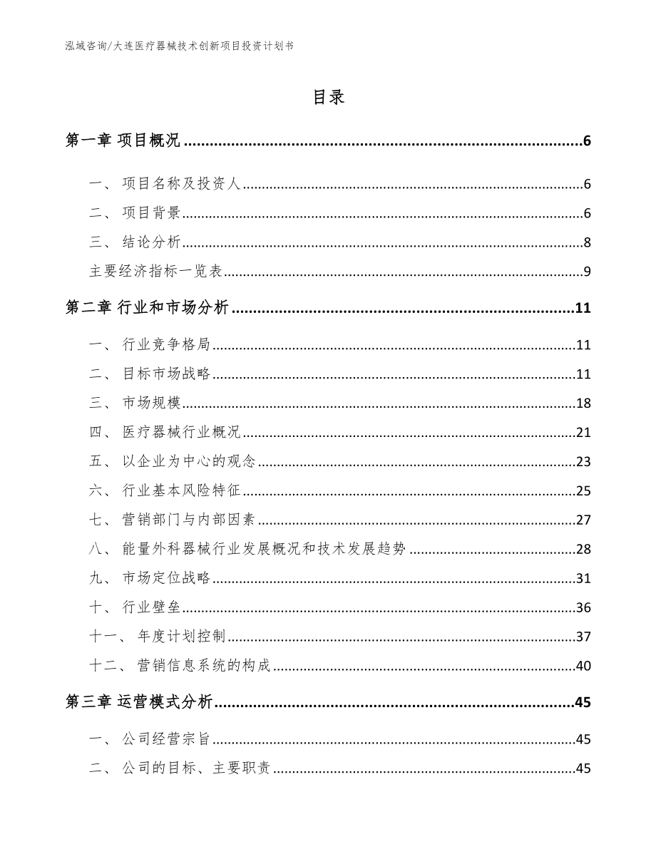 大连医疗器械技术创新项目投资计划书【模板范文】_第2页