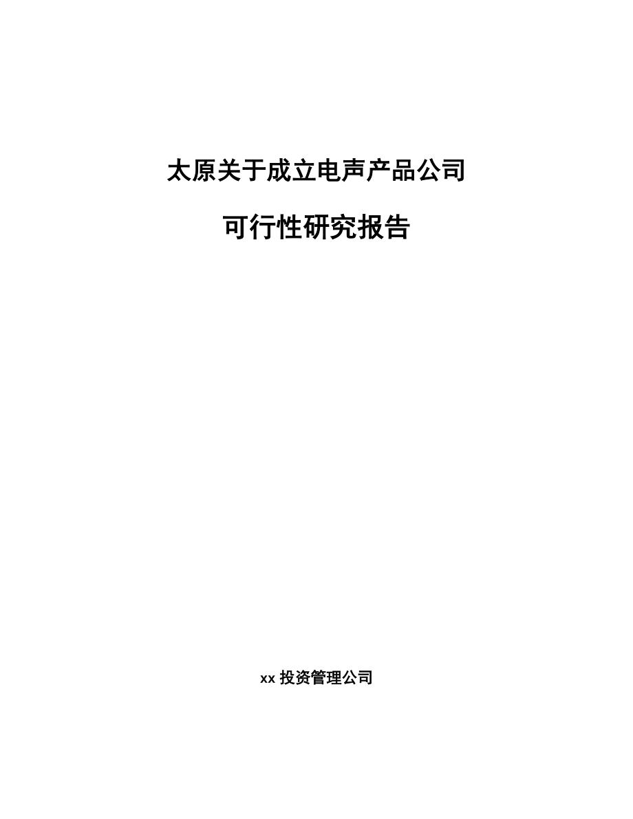 太原关于成立电声产品公司可行性研究报告_第1页