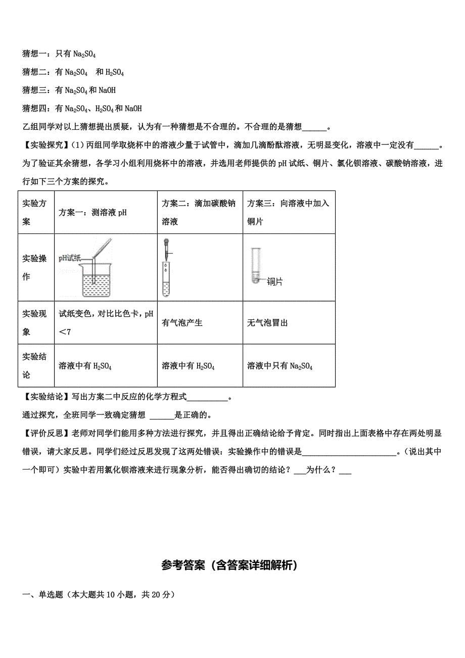 河南省鲁山、舞钢重点名校2023学年中考化学模拟预测题（含解析）.doc_第5页