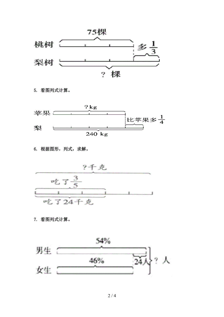 六年级下册数学看图列方程易错专项练习题_第2页