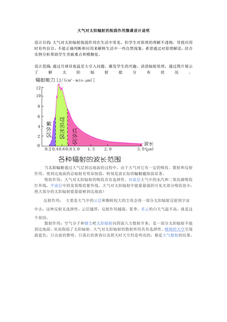 大气对太阳辐射的削弱作用微课设计说明_第1页