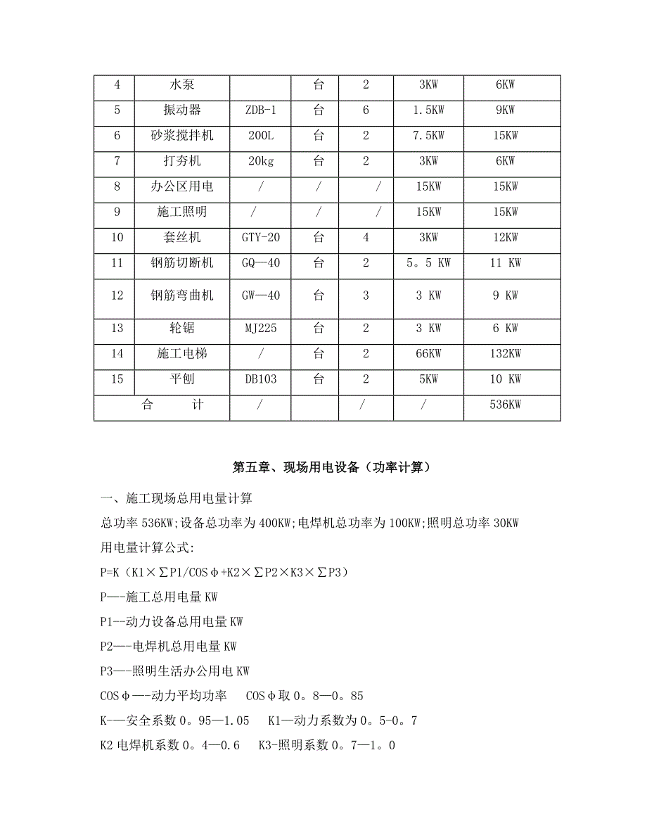 万柏林文体综合楼临时用电施工方案_第4页