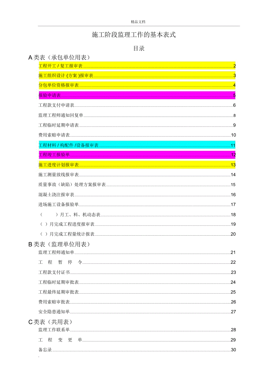 工程报验表格样板(全版)_第1页