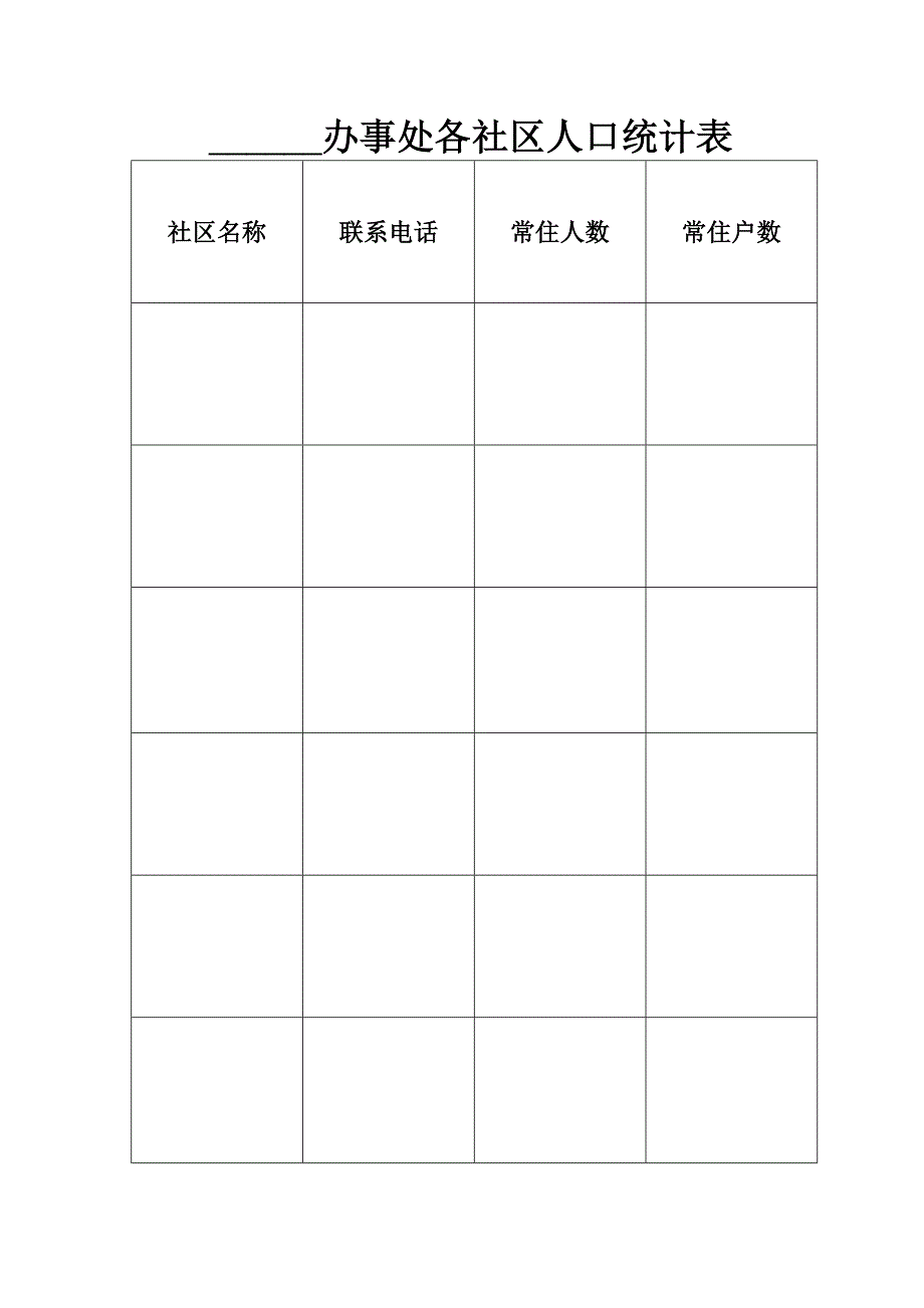 ______办事处各社区人口统计表_第1页