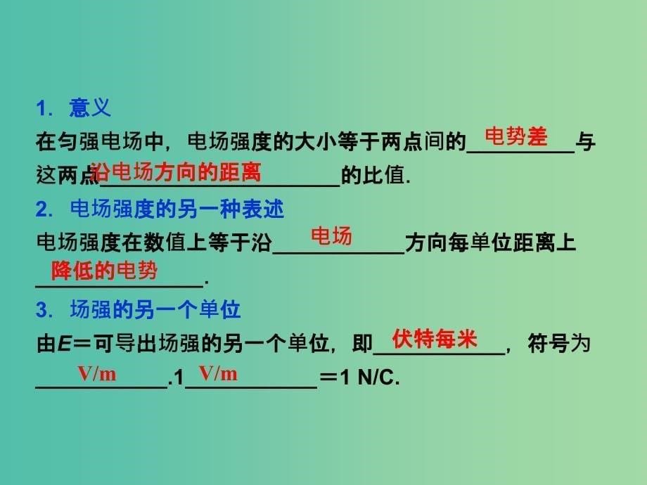 高中物理 第一章 第6节 电势差与电场强度的关系课件 新人教版选修3-1.ppt_第5页