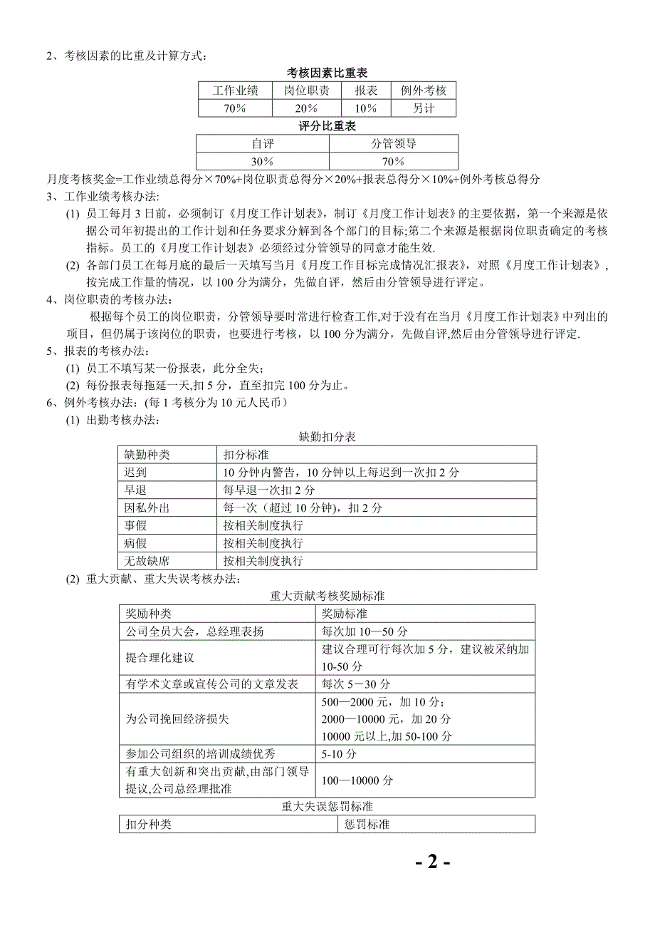 中小型企业绩效考核制度及方案(实例).doc_第2页