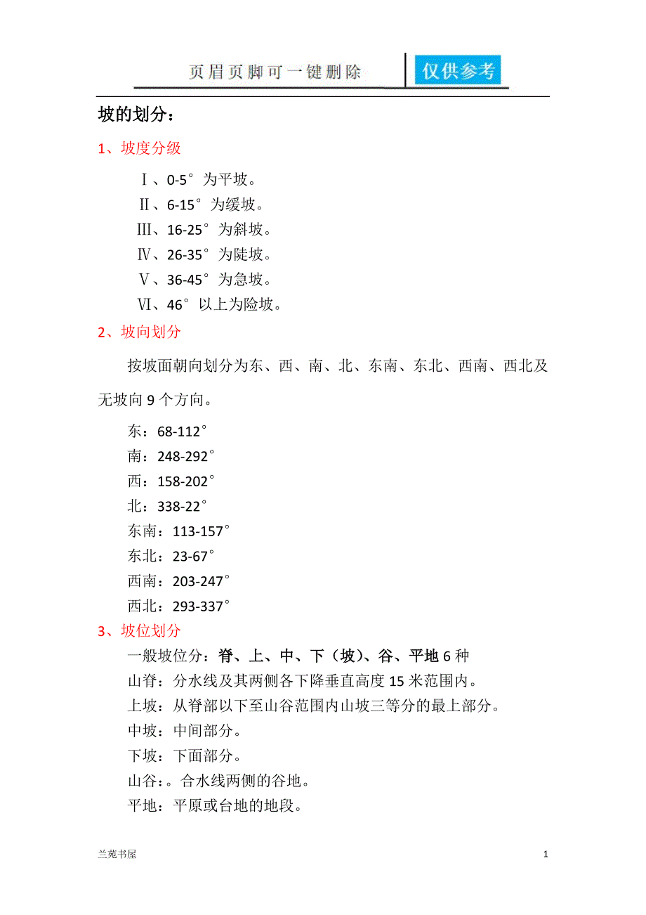 坡的划分[教学文档]_第1页