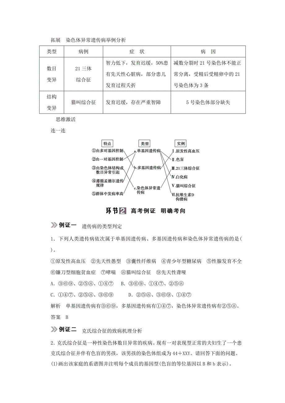 （山东专用）2015年高考生物 第三单元 第2讲 人类遗传病教学案 新人教版必修_第2页