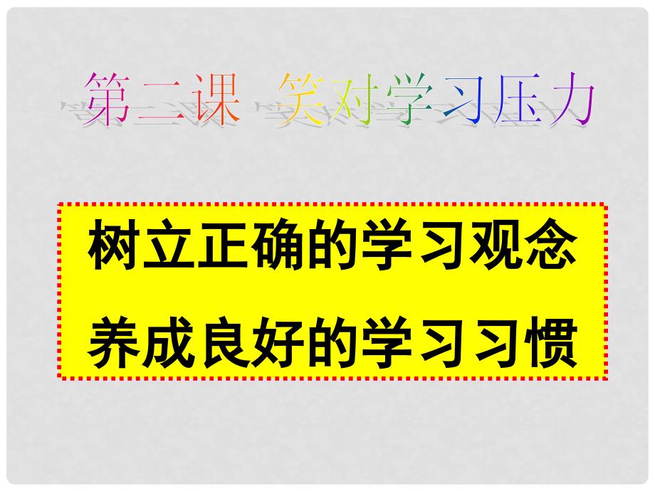 九年级政治 第二课笑对学习压力（树立正确的学习观念养成良好的学习习惯）课件 陕教版_第1页