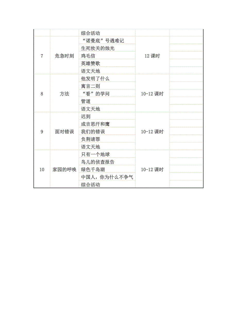 北师大版小学语文五年级上册教学计划.docx_第4页