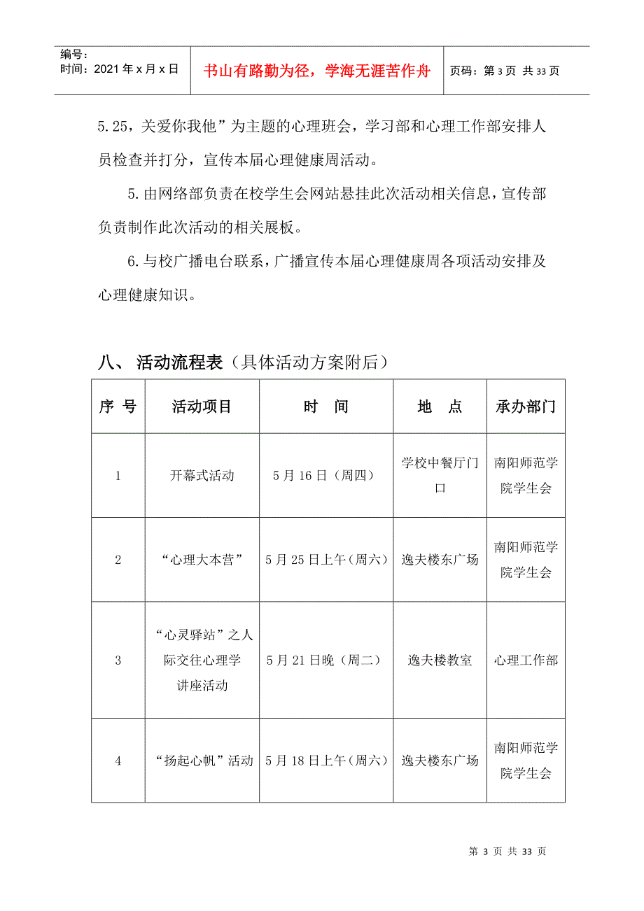 南阳师院第四届525大学生心理健康周策划_第4页