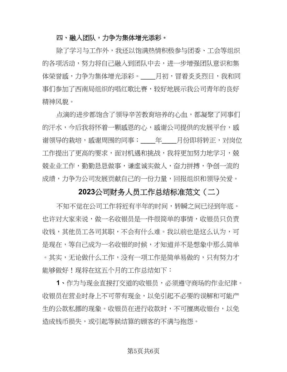 2023公司财务人员工作总结标准范文（二篇）.doc_第5页