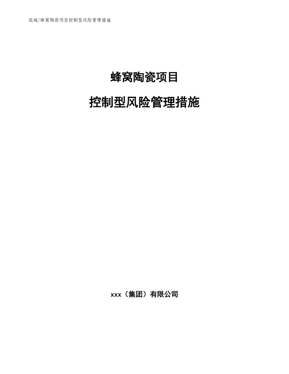 蜂窝陶瓷项目控制型风险管理措施_第1页