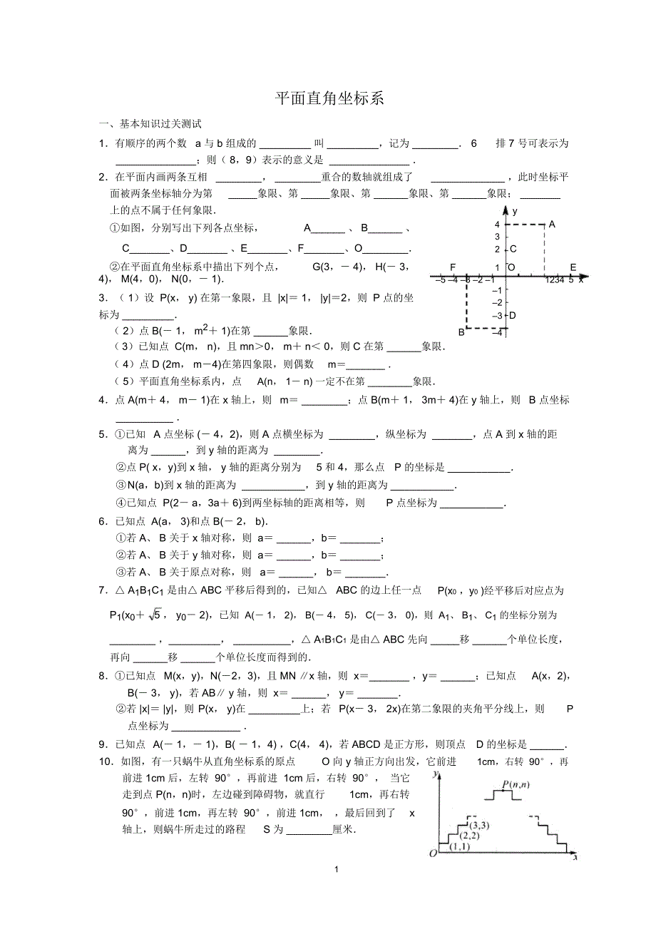 平面直角坐标系培优专题精编版_第1页