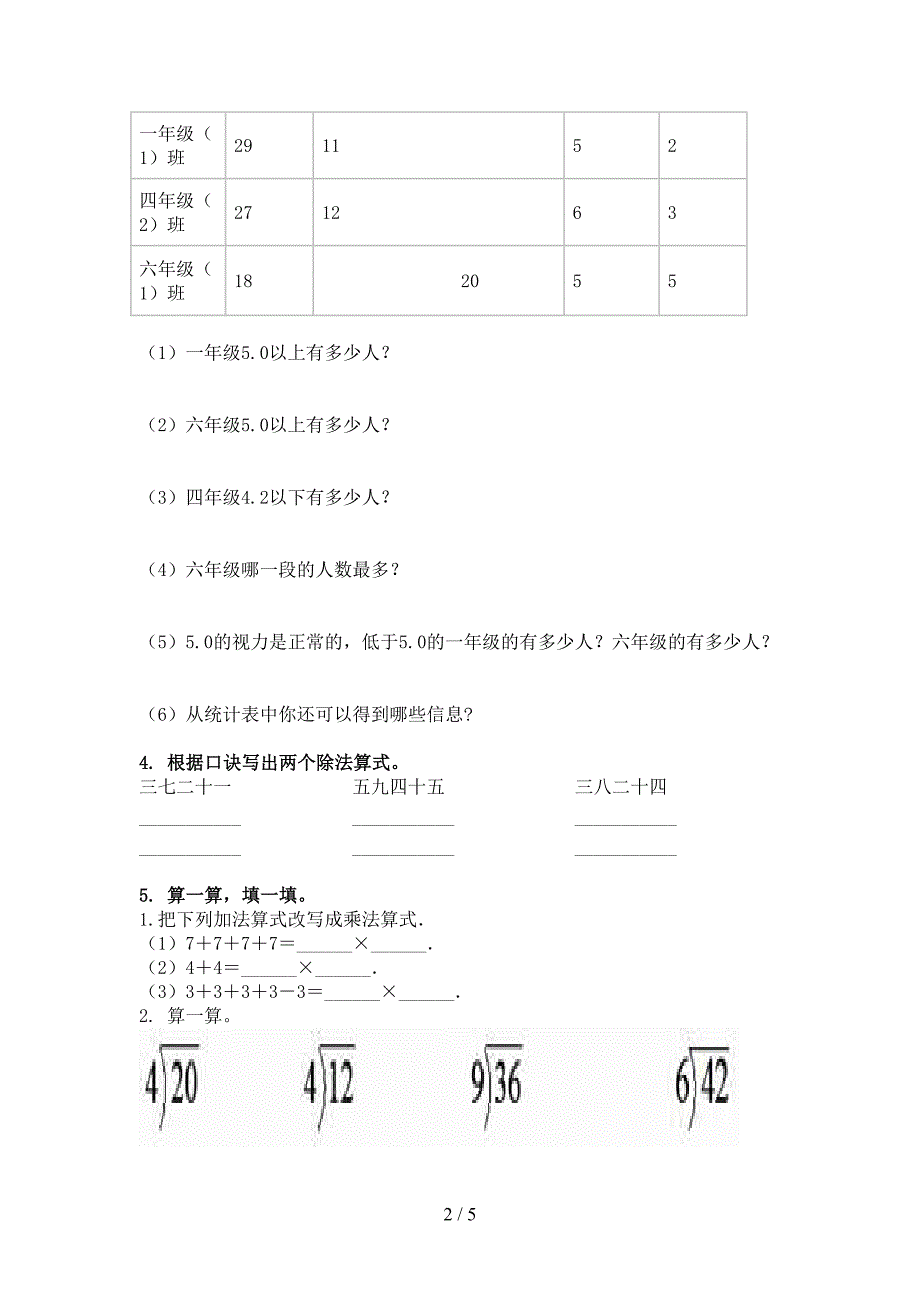 2022年二年级下学期数学乘除法运算考前专项练习_第2页