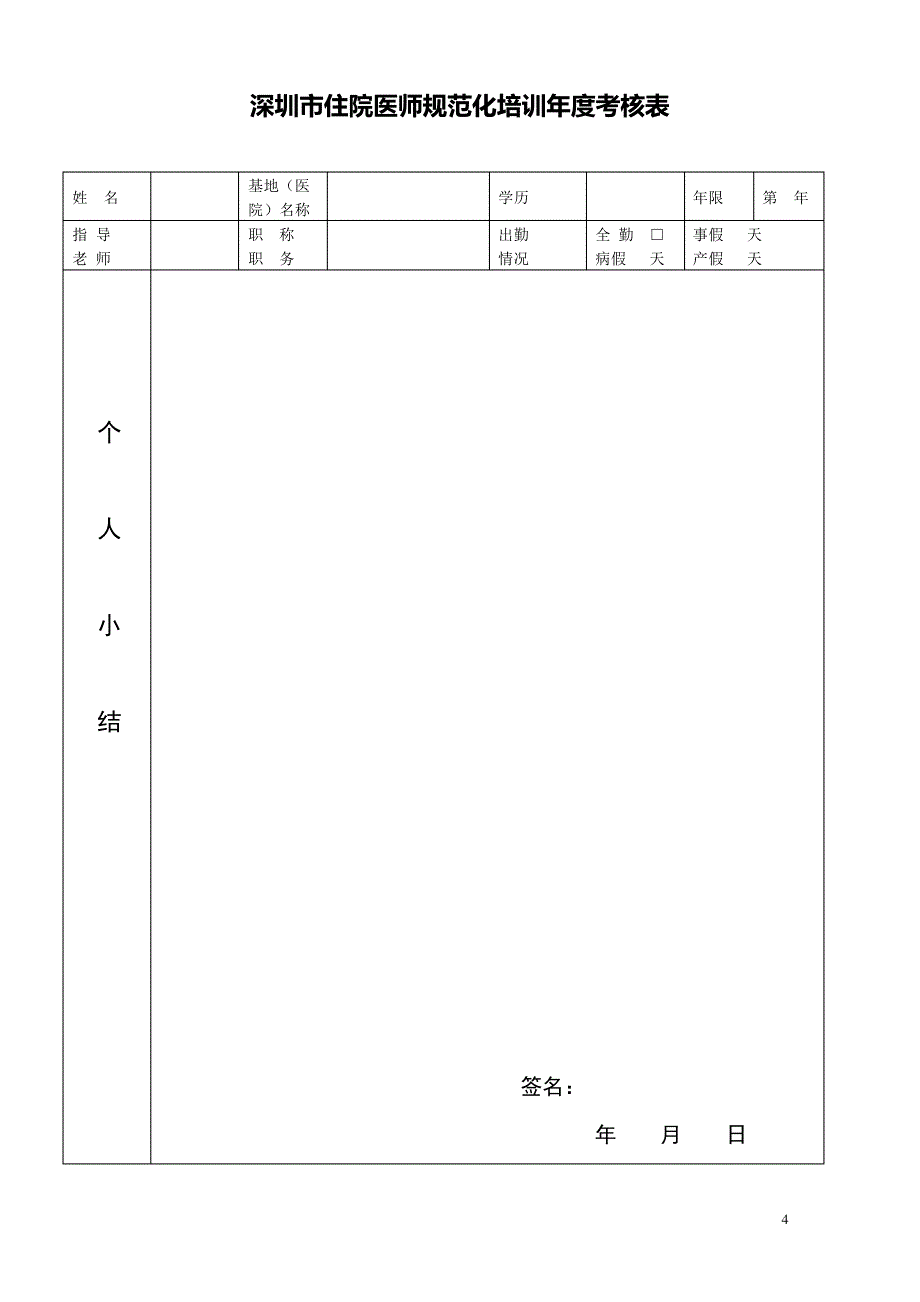 住院医师规范化培训考核手册_第4页