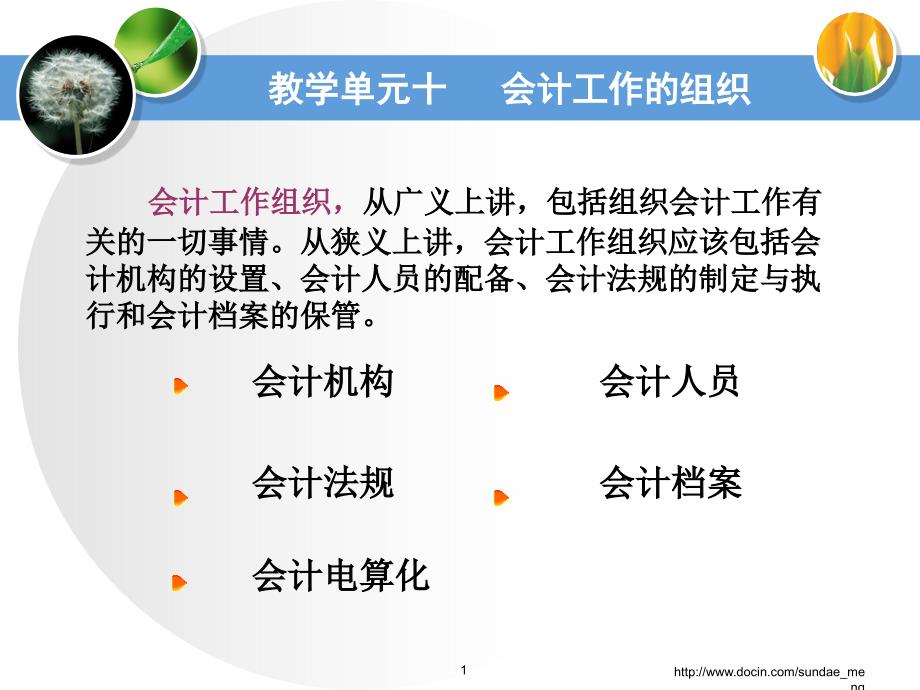 【大学课件】会计工作组织_第1页