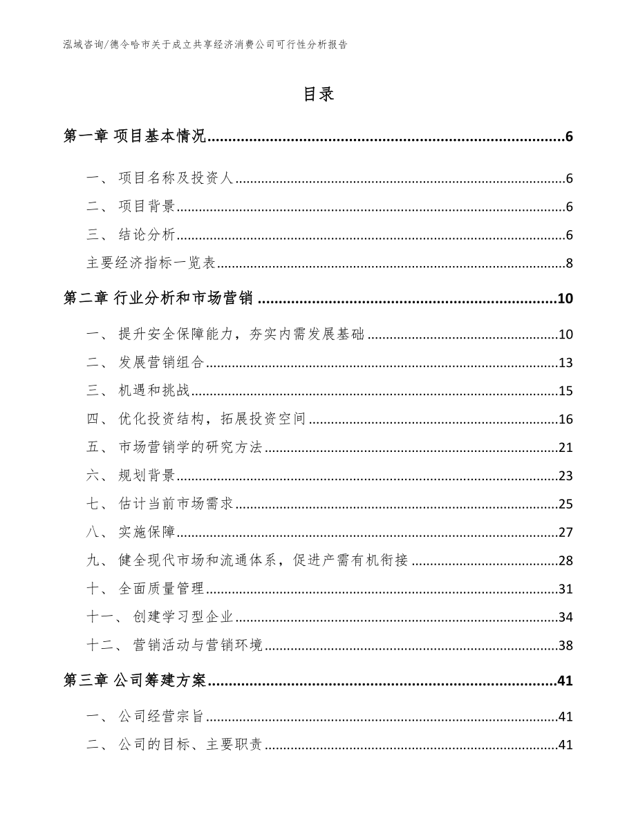 德令哈市关于成立共享经济消费公司可行性分析报告【参考模板】_第1页