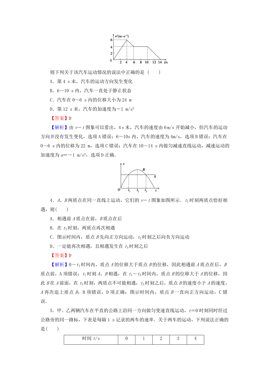 2022年高考物理一轮总复习专题1直线运动第3讲运动学图象追及相遇问题课后提能演练_第2页