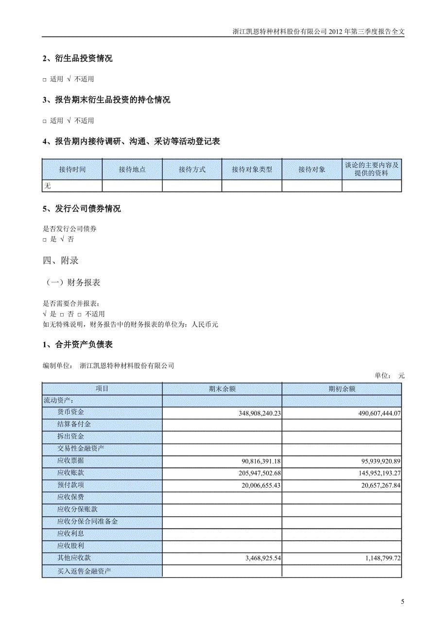 凯恩股份第三季度报告全文_第5页