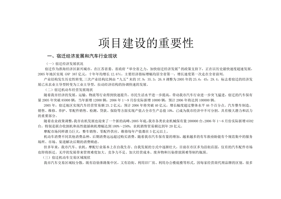 宿迁汽车产业园项目可行性报告_第1页