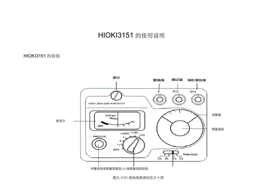 HIOKI-3151接地电阻计的使用说明_第1页