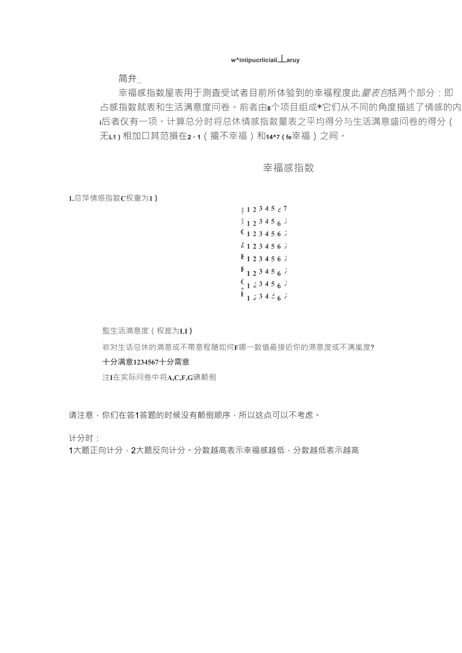 幸福感指数测量量表_第1页