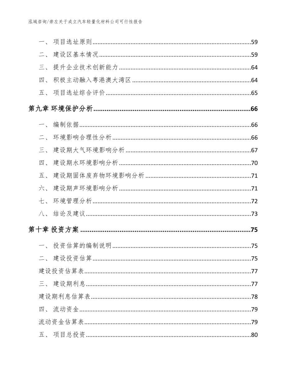 崇左关于成立汽车轻量化材料公司可行性报告_参考模板_第5页