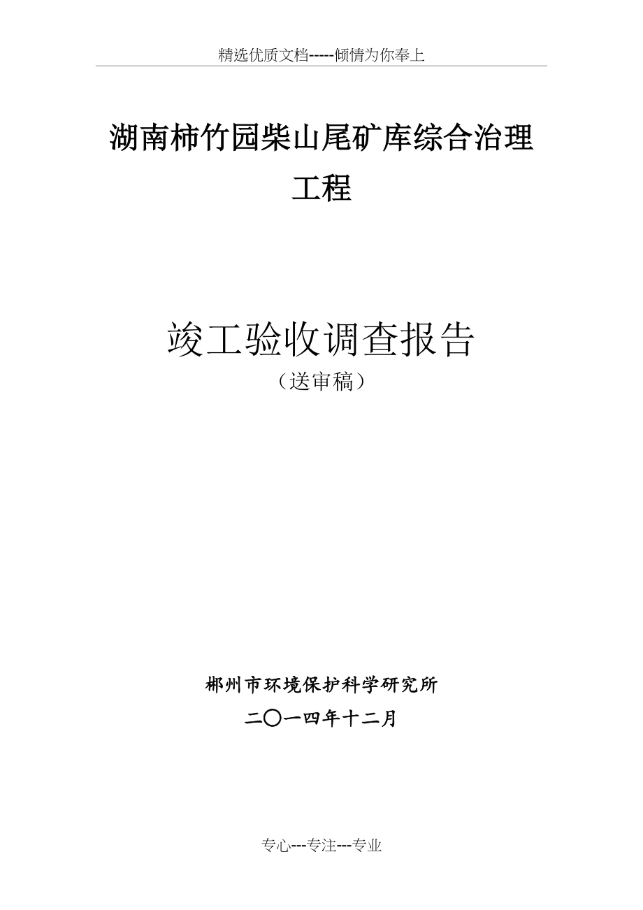 湖南柿竹园柴山尾矿库综合治理工程竣工验收报告