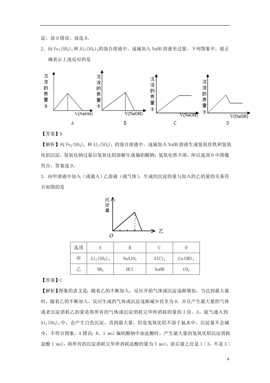 高考化学三轮冲刺 有关铝的图像问题探究导学案(1).doc_第4页